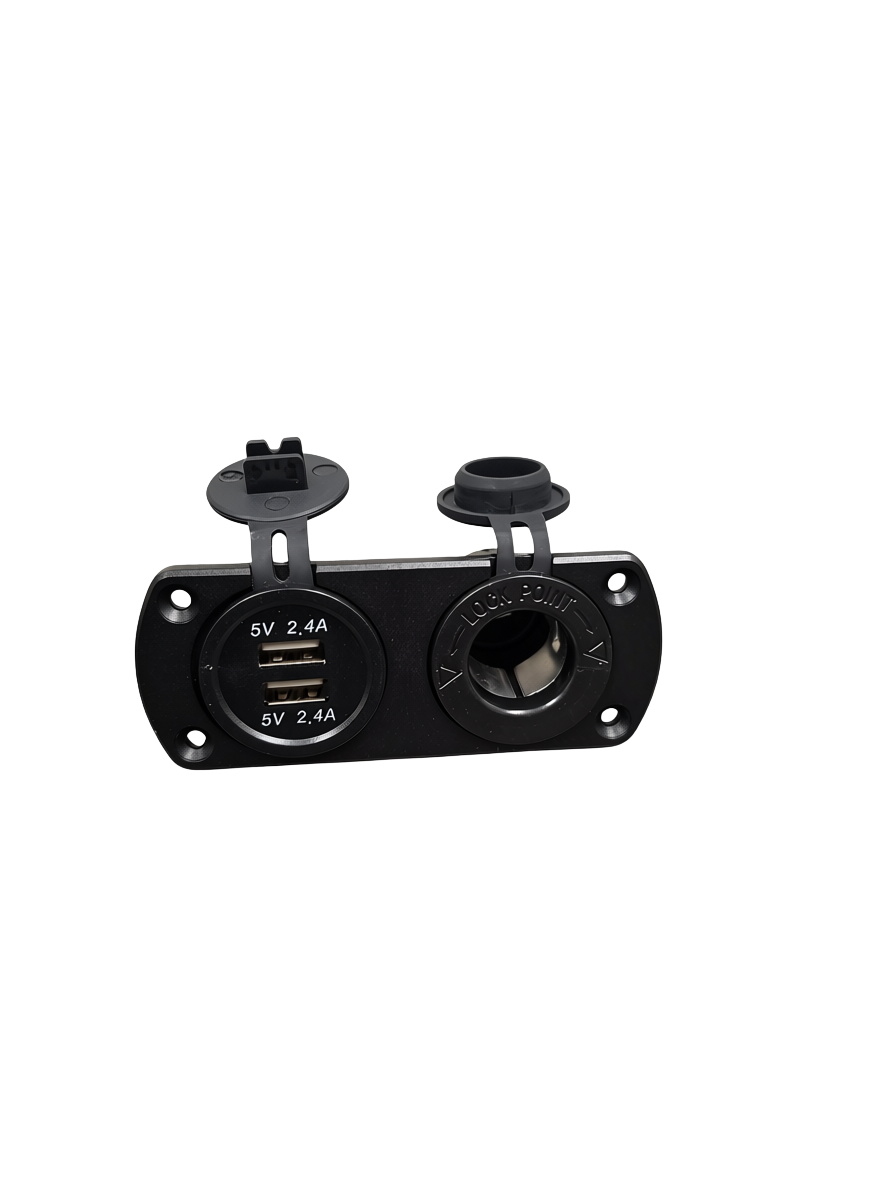 USB-A Socket 12V Dual Power Socket and Cigarette Lighter