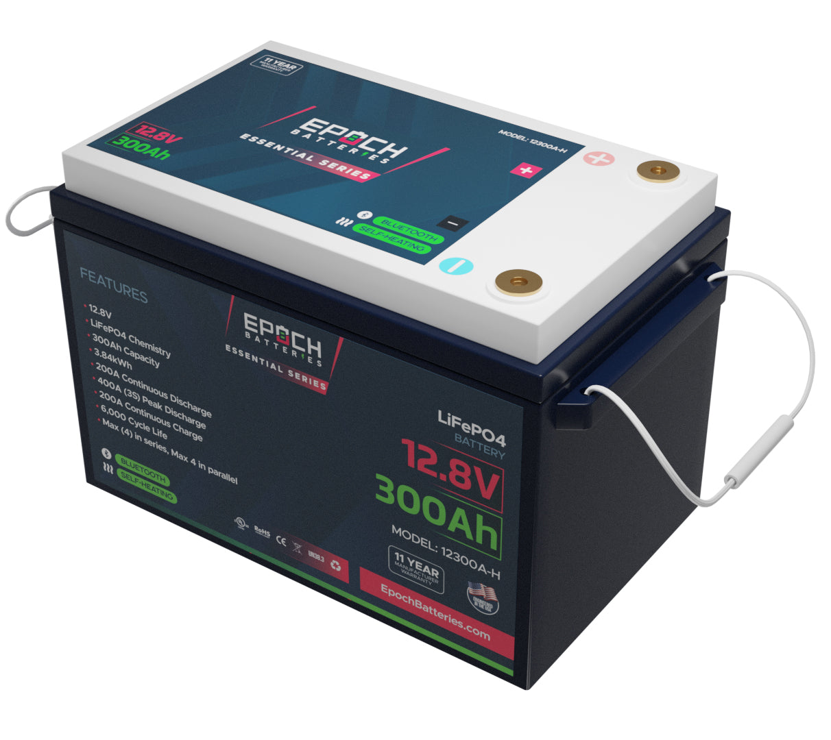 EPOCH 12V 300Ah Essential Series - Bluetooth & Heated LiFePO4 Battery