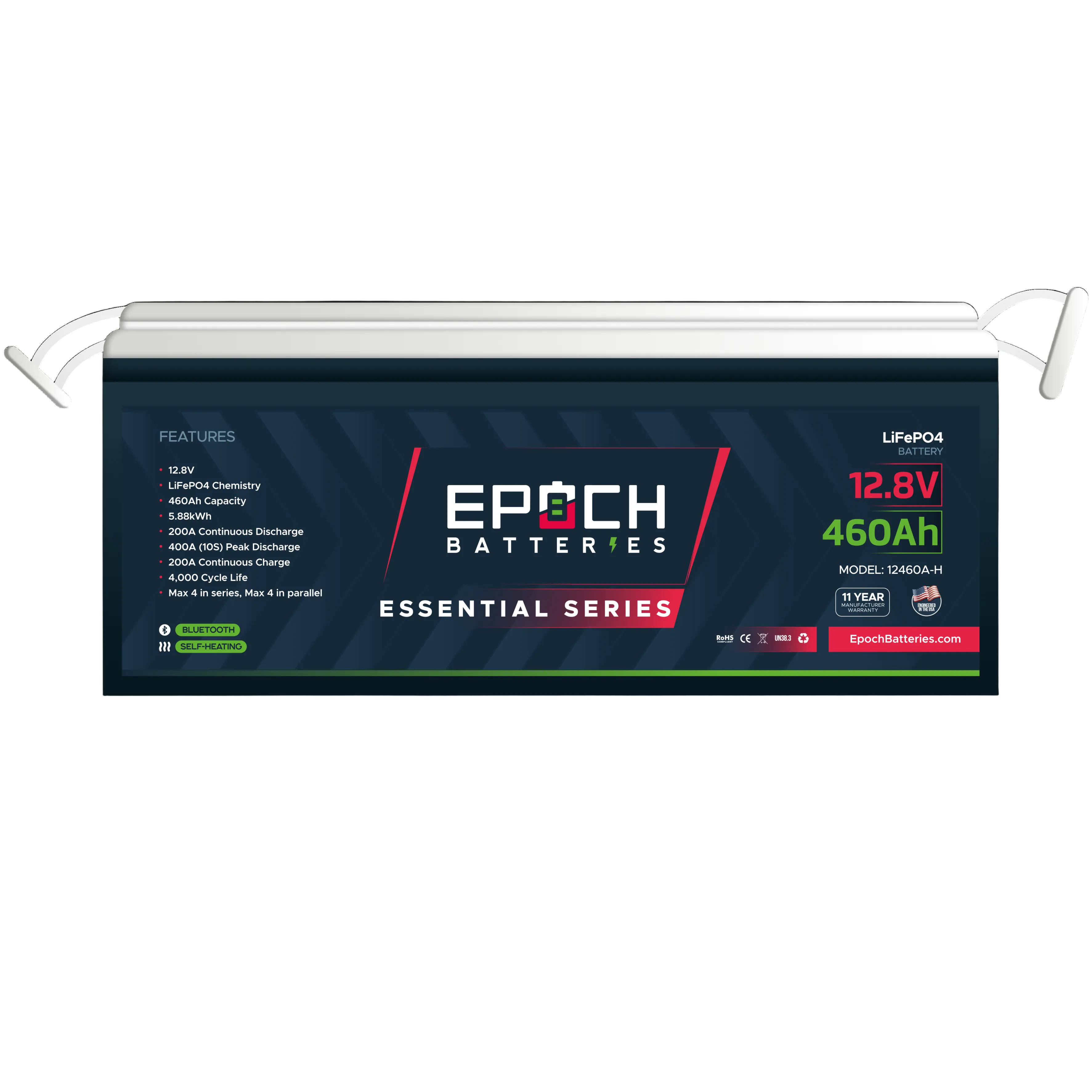 EPOCH 12V 460Ah (5.89kWh) Essential Series - Bluetooth & Heated LiFePO4 Battery