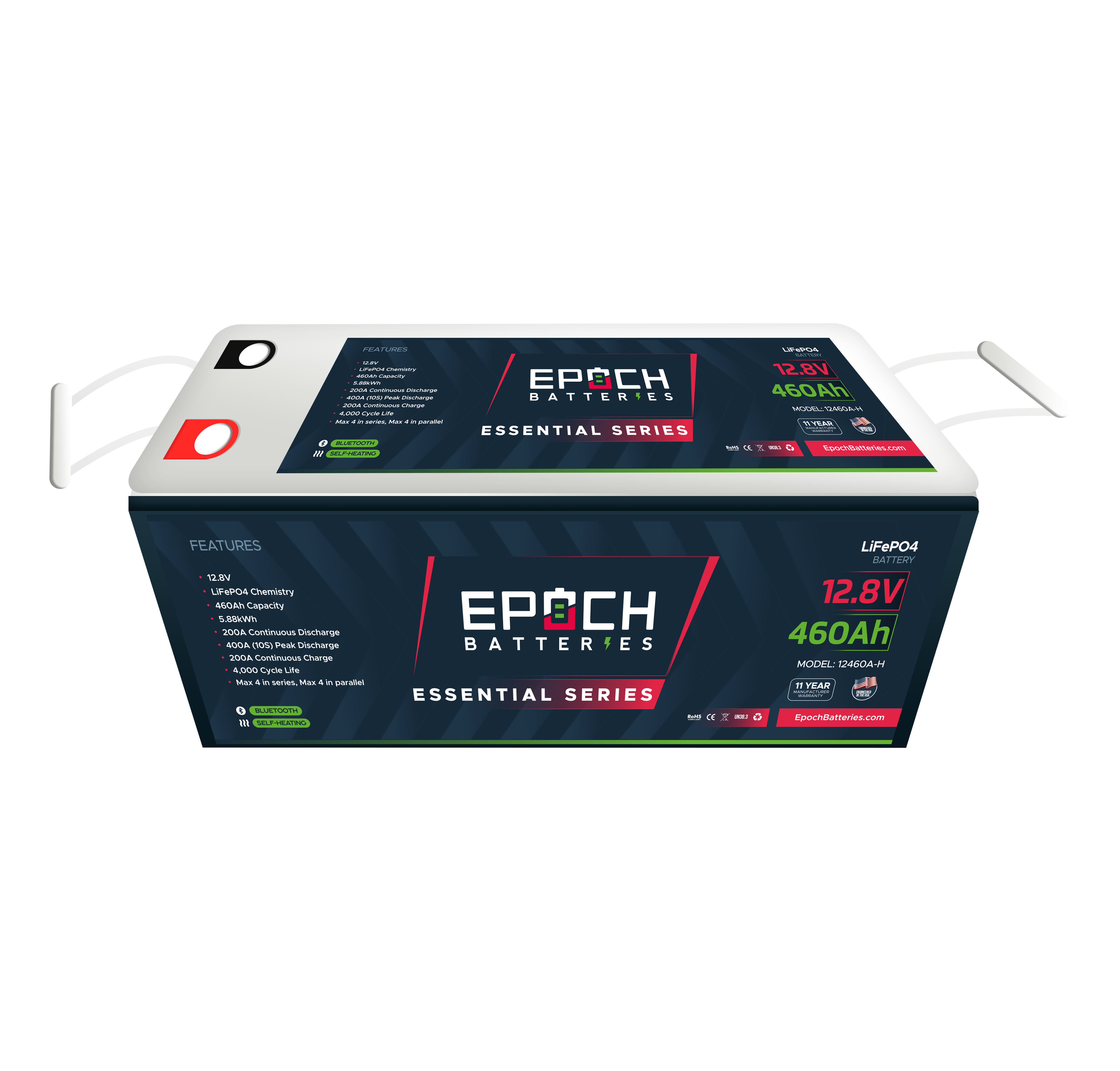 EPOCH 12V 460Ah (5.89kWh) Essential Series - Bluetooth & Heated LiFePO4 Battery