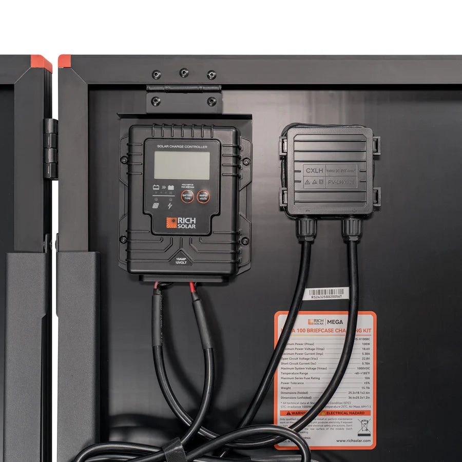 MEGA 100 Portable Briefcase Charging Kit | 100 Watt Portable Solar Panel | Premium 12V Portable Solar Panel for Generators, Boats, Power Stations | High Efficiency