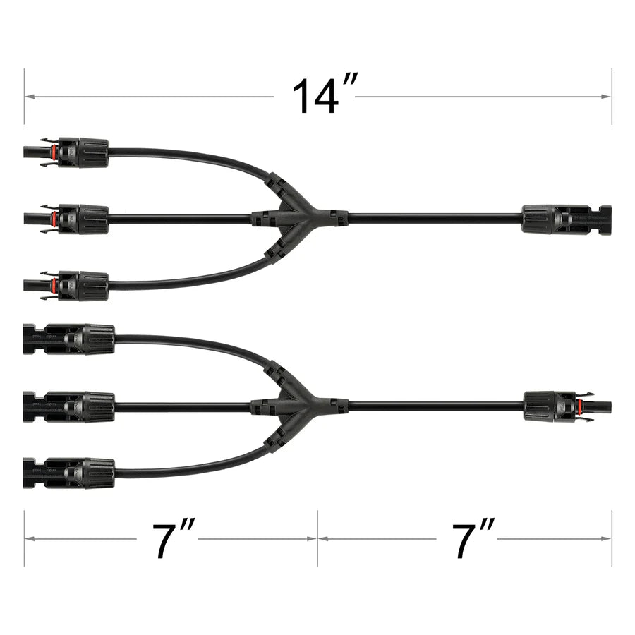 Y Branch Parallel Adapters 3-to-1 | 3-to-1 Weatherproof Parallel Adapters for Solar Panels