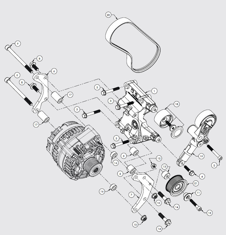 Arco MK0052 alternator mount kit GMK - MB Sprinter 3.0L V6 (OM642) (-N62/N63) 2 x Belts, 08.09