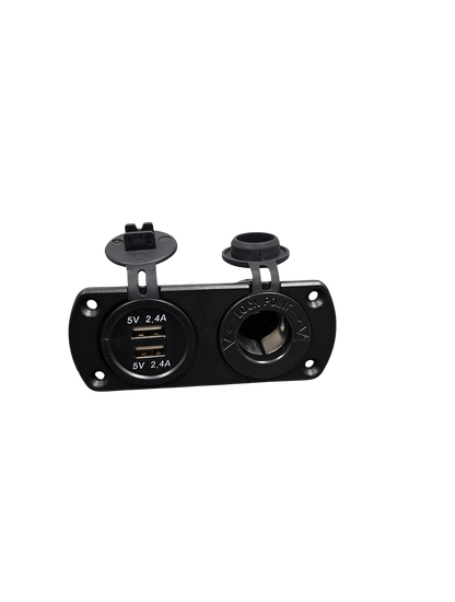 USB-A Socket 12V Dual Power Socket and Cigarette Lighter