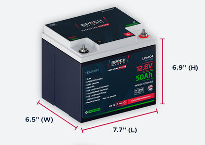 12V 50Ah (0.64kWh) Essential Series - Bluetooth LiFePO4 Battery