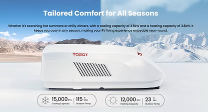 ATMOS HEAT PUMP 15K AC/ 12K HEAT 120v W integrated RVSoftstart + LTV Unity Installation