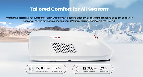 ATMOS HEAT PUMP 15K AC/ 12K HEAT 120v W integrated RVSoftstart + LTV Unity Installation