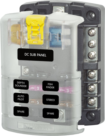 ST Blade Fuse Block - 6 Circuits with Negative Bus and Cover 5025