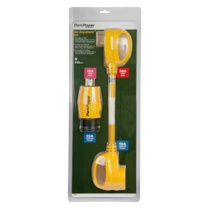 ParkPower® 50GOA - Go Anywhere™ Power Conversion Kit with Handle Grip (30A Male x 15A Male x 50A Female)