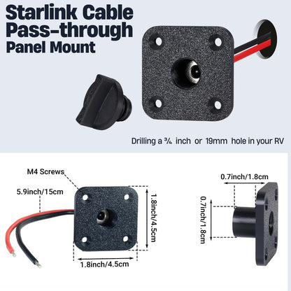 Starlink Mini DC Cable Pass-through Panel Mount Square