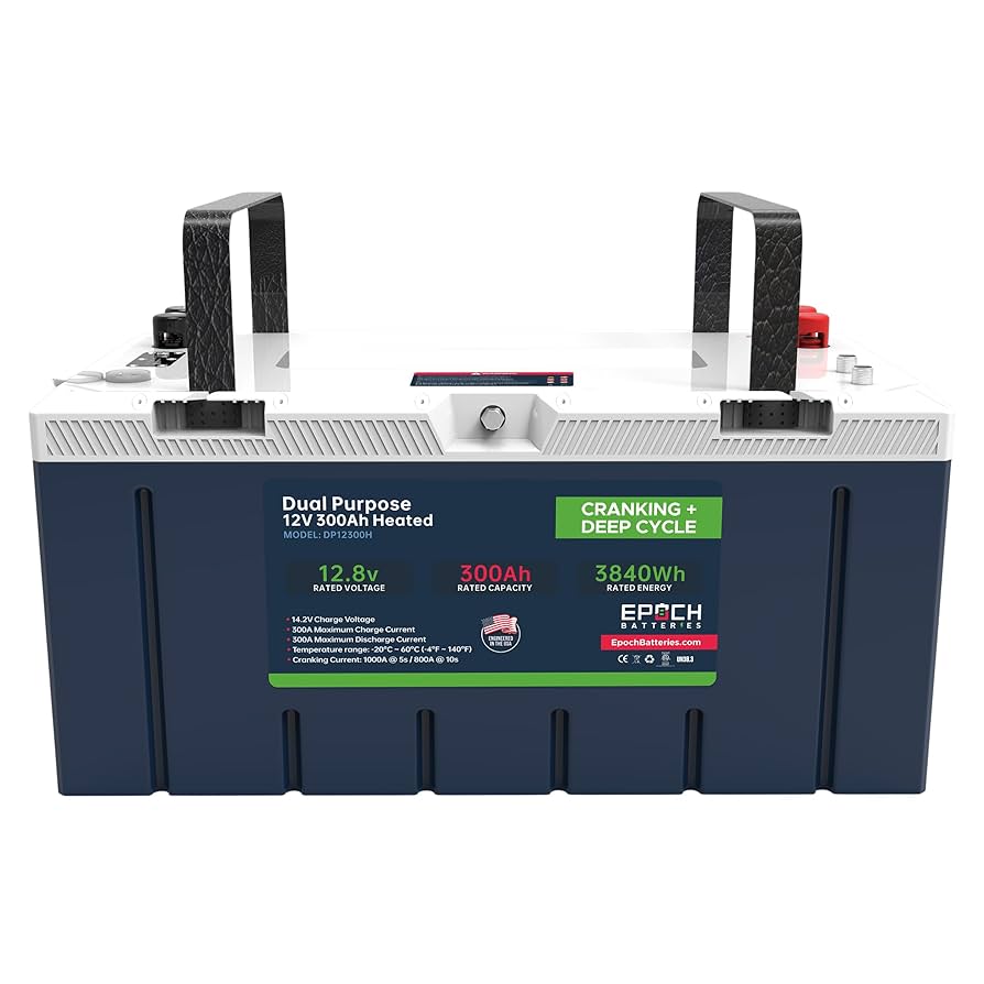 Epoch 12V 300Ah Pro Series - LiFePO4 Cranking & Deep Cycle Lithium Battery (Dual Purpose) - DP12300H