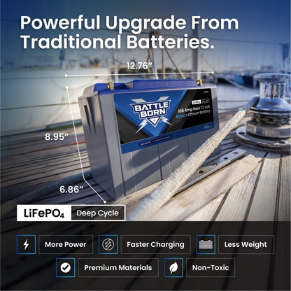 Battle Born 100Ah 12V Smart LiFePO4 Deep Cycle Battery