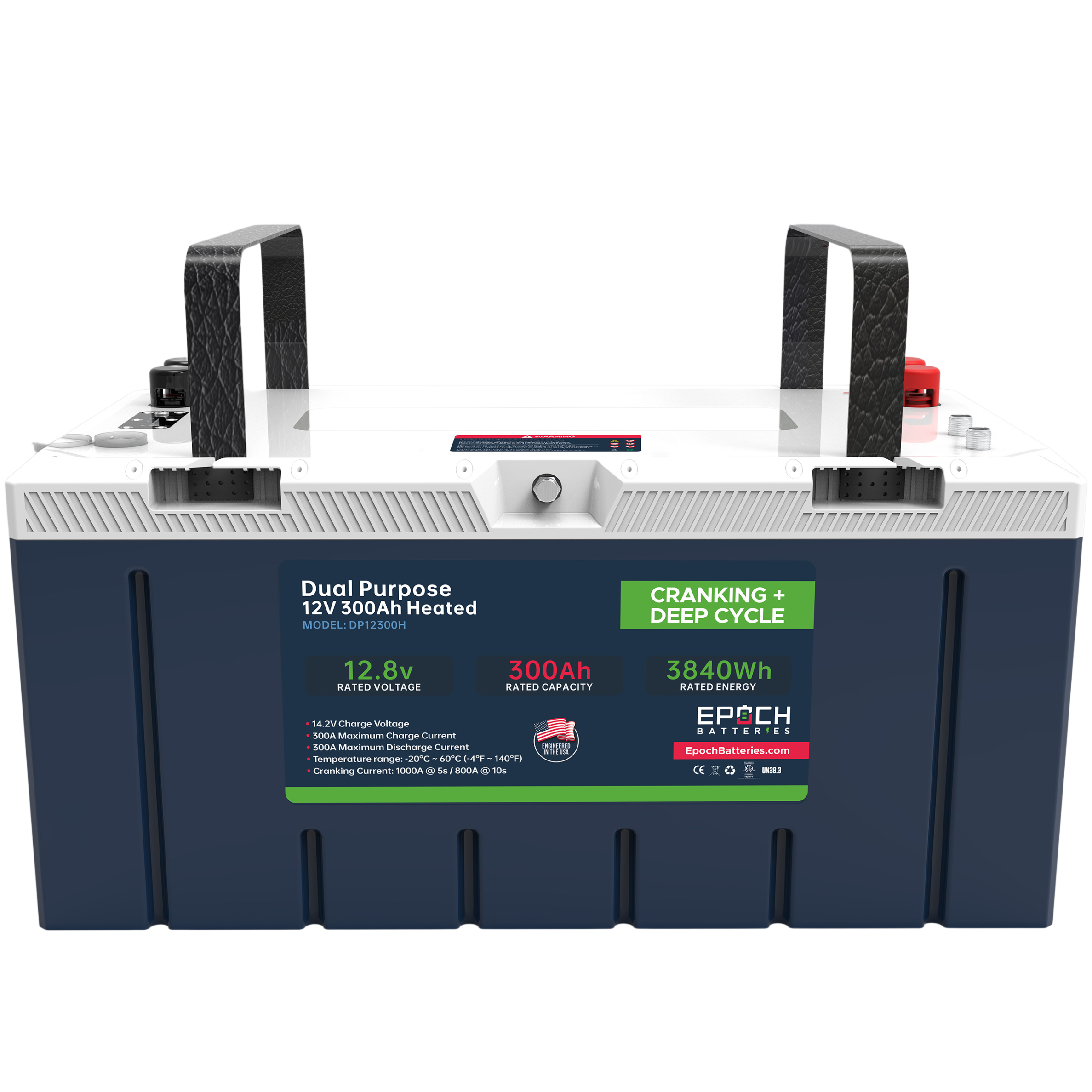 EPOCH 12V 300Ah Pro Series - LiFePO4 Cranking & Deep Cycle Lithium Battery (Dual Purpose) - DP12300H