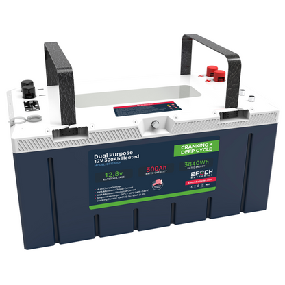 EPOCH 12V 300Ah Pro Series - LiFePO4 Cranking & Deep Cycle Lithium Battery (Dual Purpose) - DP12300H