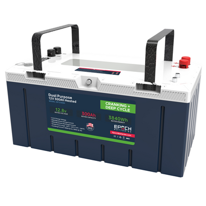EPOCH 12V 300Ah Pro Series - LiFePO4 Cranking & Deep Cycle Lithium Battery (Dual Purpose) - DP12300H