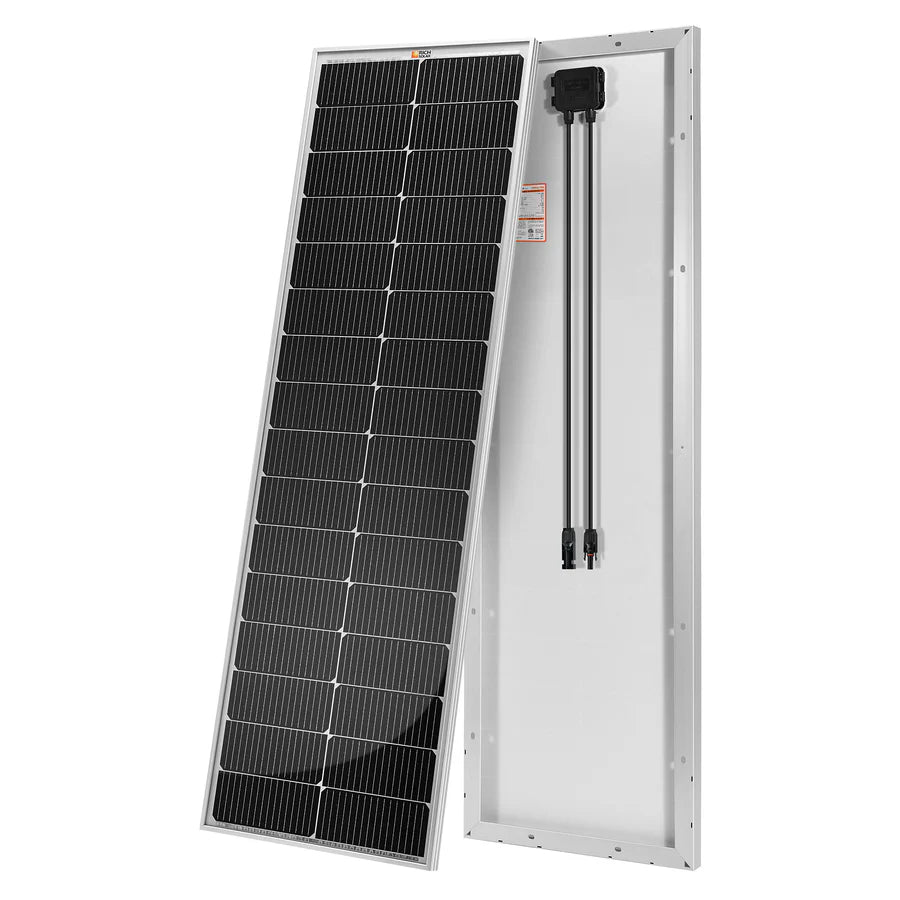 MEGA 100 SLIM | 100 Watt Slim Solar Panel | Compact 12V Off-Grid Narrow Solar Panel for Campers, Overlanders, Boats | 25-Year Output Warranty | UL Certified