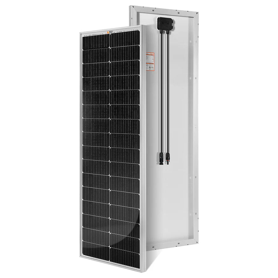 MEGA 100 SLIM | 100 Watt Slim Solar Panel | Compact 12V Off-Grid Narrow Solar Panel for Campers, Overlanders, Boats | 25-Year Output Warranty | UL Certified