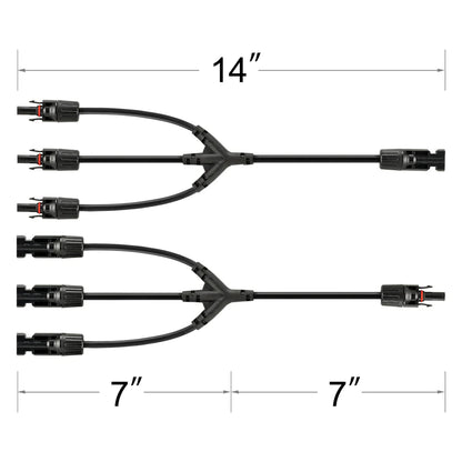 Y Branch Parallel Adapters 3-to-1 | 3-to-1 Weatherproof Parallel Adapters for Solar Panels