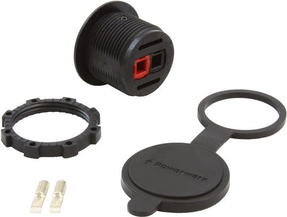 Panel Mount Housing for a Single Powerpole Connector with a Weather Tight Cover