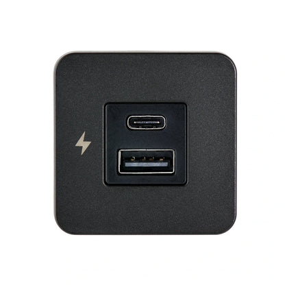 TILE - USB-A / USB-C Interiors Charging Socket 12/24V - Black Bezel