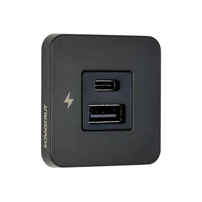 TILE - USB-A / USB-C Interiors Charging Socket 12/24V - Black Bezel